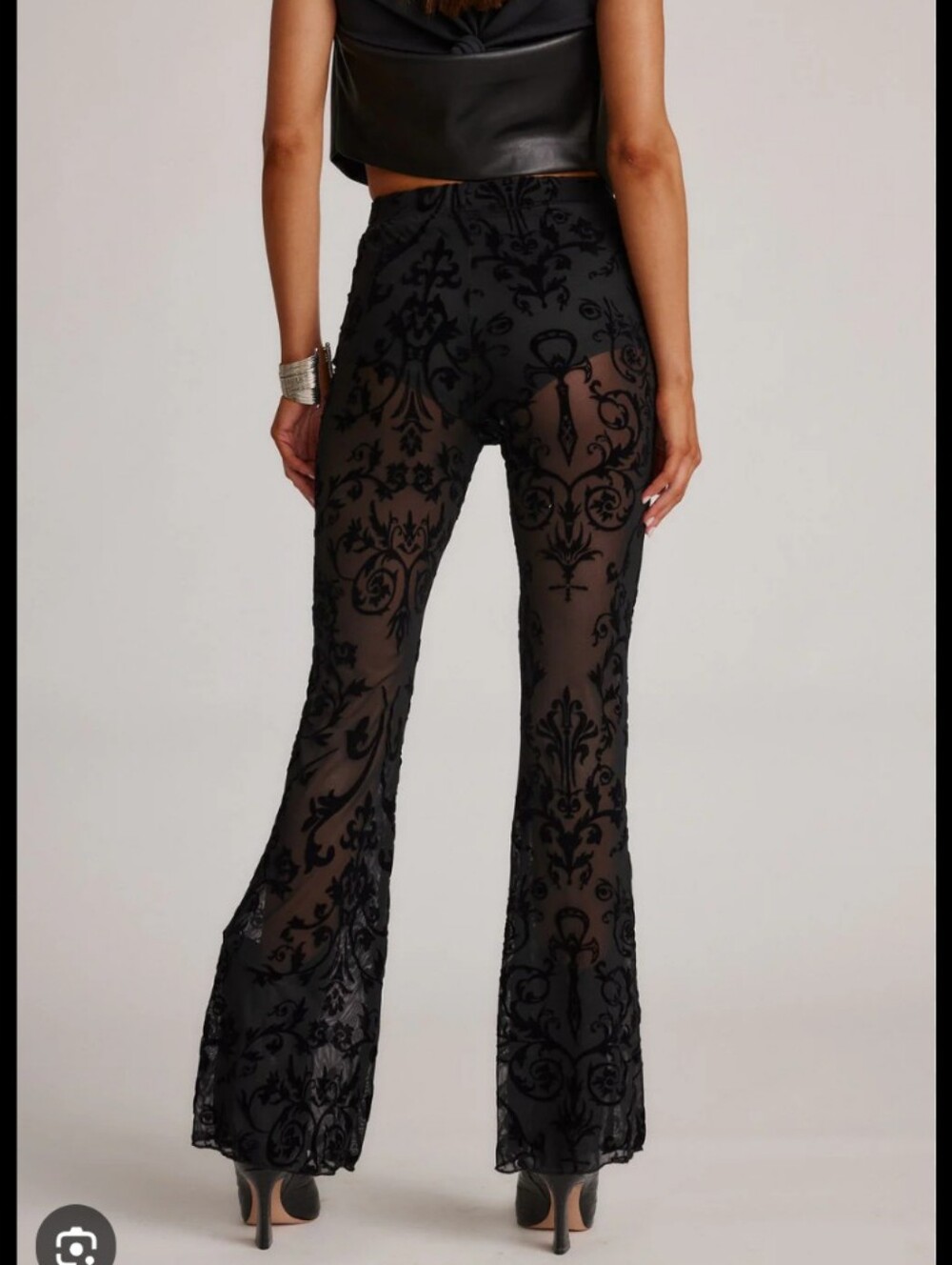 12th Tribe Midnight Hour Velvet Burnout Flare Pants